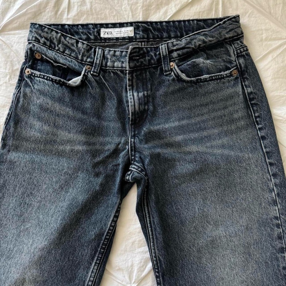 Zara Dark Blue Low Rise Straight Jeans